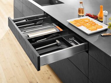 Ніж для харчової плівки Blum AMBIA-LINE, з диспенсером, 187×409 мм, з плівкою, оріон-сірий матовий, 1 шт.