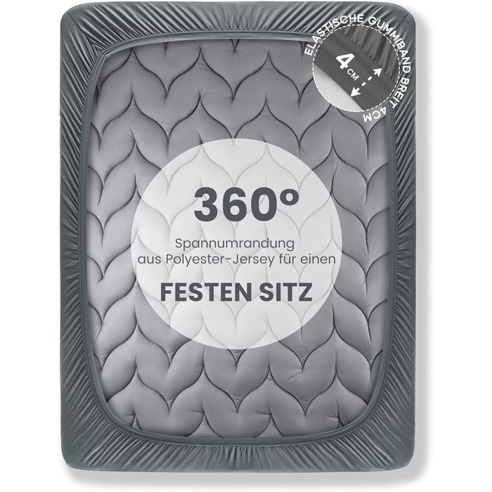 Наматрацник Sonive 90x200 см, м'який топер, стьобаний захисний чохол Nanotex, 30 см, антиковзкий, дихаючий, для дітей, сірий