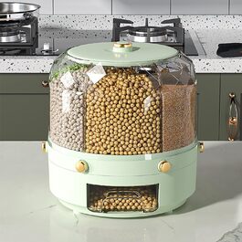 Обертовий диспенсер для сипучих продуктів, контейнер для зберігання рису, мюслі, круп із кришкою для кухні