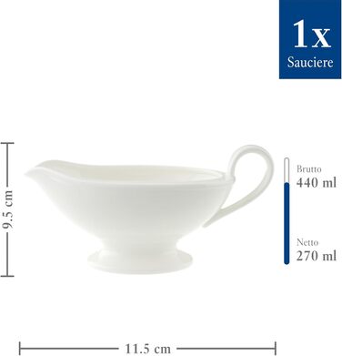 Villeroy & Boch Royal соусник з ручкою білий, порцеляновий, преміум, для соусів і дипів, можна мити в посудомийній машині