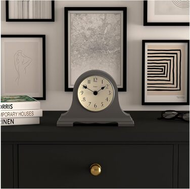 Настільний годинник JONES CLOCKS Speakeasy у класичному стилі Наполеонівської шапки, темно-сірий, для столу, полиці чи тумбочки