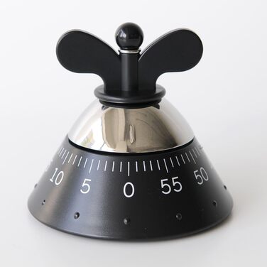 Механічний кухонний таймер Alessi A09 B, термопластик, чорний, 10,5 см – дизайнерський кухонний годинник для тайм-менеджменту