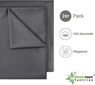 Комплект з 2 класичних простирадл GREEN MARK, 150x250 см, антрацит, 100% бавовна, без резинки