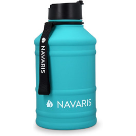Navaris Фітнес-пляшка 2,2 л з нержавіючої сталі, спортивна водна пляшка XXL для залу, BPA-free, бірюзова