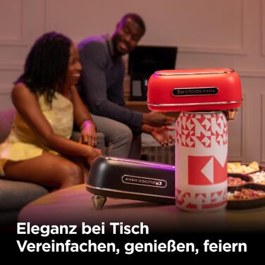 Електричний відкривач для консервів Kitchen Mama Orbit One, USB-C, автоматичний, професійна сталь, гладкий зріз, чорний