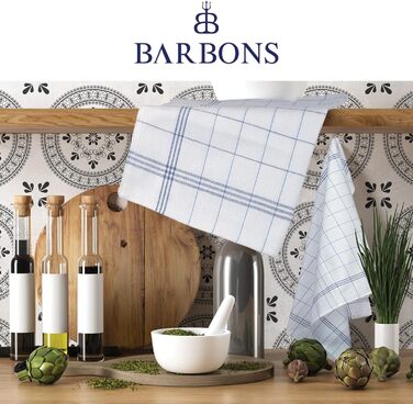 BARBONS Набір 40 кухонних рушників 50x70 см, бавовна, сині, екстра вбираючі, сертифікат Oeko-TEX, для кухні, прати до 60°C