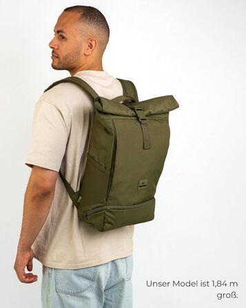 Рюкзак Johnny Urban Allen Medium 15 л для жінок і чоловіків, роллтоп, водовідштовхувальний, з відділенням для ноутбука, для університету, велосипеда, бізнесу, оливковий, екологічний