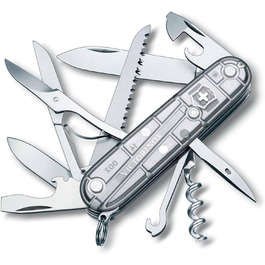 Швейцарський ніж Victorinox Huntsman, 15 функцій, мультитул, сріблястий прозорий, лезо, штопор, відкривачка