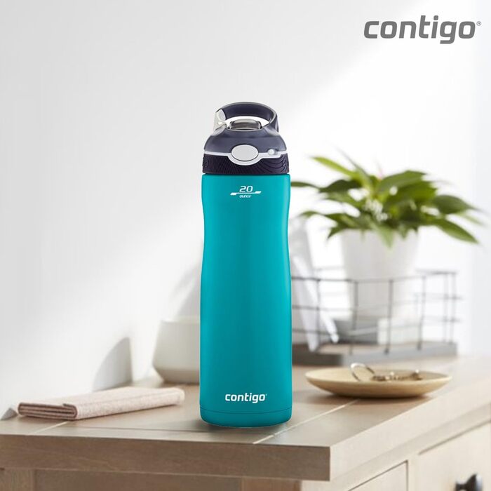 Термобутилка Contigo Ashland Chill з трубочкою, нержавіюча сталь, 590 мл, ізольована, для спорту, велосипеда, туризму, не протікає (Scuba)