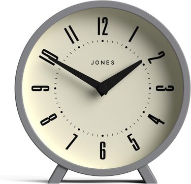 Настільний годинник JONES CLOCKS Venus, круглий, сірий, сучасний ретро-дизайн для столу, полиці, каміна або тумбочки