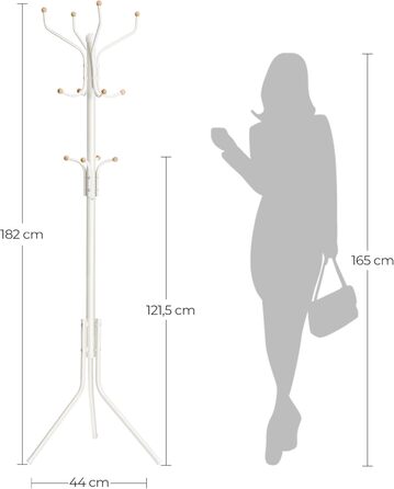 Вішалка для одягу SONGMICS 182 см, металева, біла, стійка