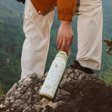 Термобутилка з нержавіючої сталі BOTTLE BOTTLE 709 мл з трубочкою, ручкою та відсіком для пігулок, ізольована спортивна пляшка для школи й активного відпочинку (гарбузовий колір)