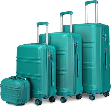 Дорожня валіза Kono 55 см, ABS, жорсткий корпус, бірюзова, ручна поклажа з TSA-замком, 38 л