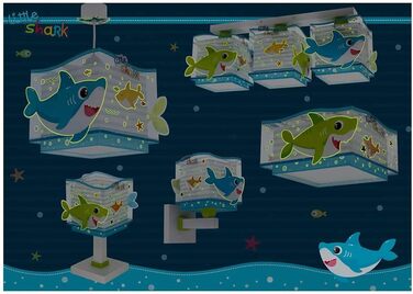 Підвісна дитяча лампа Dalber Little Shark, стельова лампа для дитячої кімнати, E27, дизайн акули, 63472