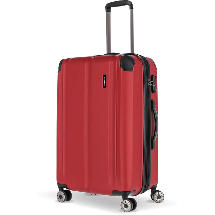 Валіза Travelite City 55 см, ручна поклажа, 4 колеса, жорсткий корпус, розширюється, стійка до подряпин, червона, 40-45 л