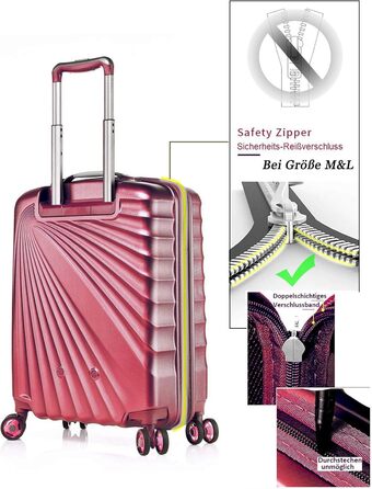 Валіза ABISTAB VERAGE Kinetic 4-колісна, розширювана, 76 см, TSA-замок, ABS/PC, бордова, середня