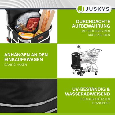 Сумка-візок Juskys 3-в-1 для сходів, 56 л, сучасна, складна, чорна – універсальний шопер, візок-трансформер для покупок та перевезення вантажів