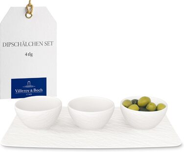 Набір соусників Villeroy & Boch Manufacture Rock blanc, 4 шт., преміум порцеляна, білий, для соусів і закусок, можна мити в посудомийній машині