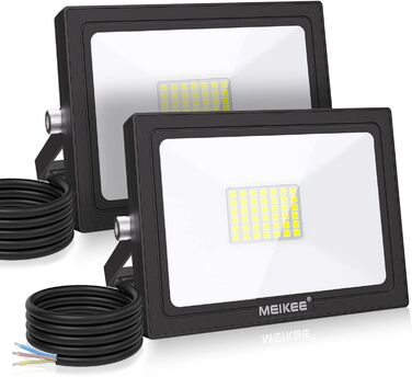 MEIKEE LED прожектор для вулиці 35Вт, 6500K, 3000Лм, IP66, набір 2 шт. Водонепроникний світлодіодний ліхтар для саду, двору, гаража, готелю, спортмайданчика