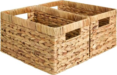 Набір з 2 плетених кошиків StorageWorks із водного гарбуза 33x21x18 см, прямокутні кошики для зберігання з подвійною ручкою, органайзер для подарунків, полиць і дому