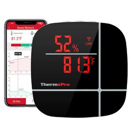 WiFi термометр-гігрометр ThermoPro TP90 з додатком, розумний бездротовий датчик температури та вологості з історією вимірювань, акумуляторний