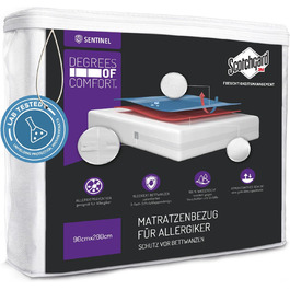 Гіпоалергенний матрацний чохол Degrees of Comfort 90x200 см, водонепроникний, анти-кліщовий та захист від постільних клопів, бавовняна поверхня, на матраци висотою 13-16 см, з блискавкою