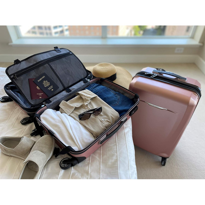 Жорсткий чемодан Samsonite Winfield 3 DLX з обертовими колесами, рожевий, універсальний розмір, ручна поклажа