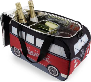 Термосумка Volkswagen Hippie Bus T1 Camper Van 25 л, червоно-чорна, колекція VW