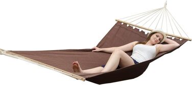 Гамак XXL AMANKA для двох, 200x120 см, сірий/коричневий, підвісний текстильний гамак для 2 осіб