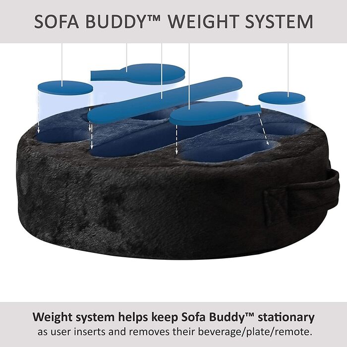 Підставка для чашок Sofa-Buddy з м'якого велюру, чорна, органайзер на диван, тримач для напоїв, практичний аксесуар для дивану