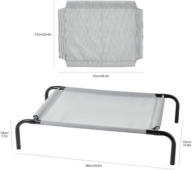 Охолоджувальне підняте ліжко для собак Amazon Basics, сіре, 130x80x19 см