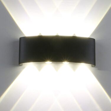 Yosoan LED настінний світильник Up&Down для зовнішнього та внутрішнього використання, 8x1Вт, 4000K, природне біле світло, водостійка лампа для фасаду, тераси, балкона