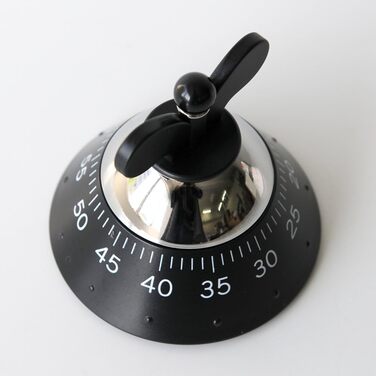 Механічний кухонний таймер Alessi A09 B, термопластик, чорний, 10,5 см – дизайнерський кухонний годинник для тайм-менеджменту