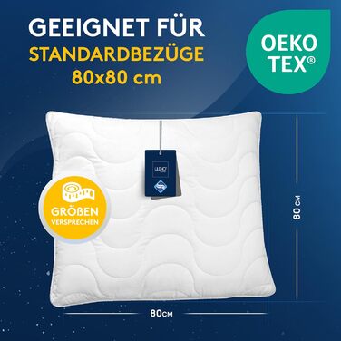Подушка LILENO HOME 80x80 см [набір 2 шт.] – гіпоалергенна, антибактеріальна, для здорового сну, придатна для прання при 95°C, для алергіків