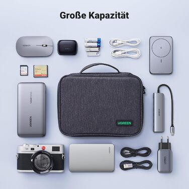 Органайзер для електроніки UGREEN, дорожня сумка для кабелів, аксесуарів, 2 шари, для зарядних пристроїв, павербанків, планшетів