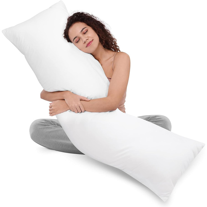 Подушка для тіла Utopia Bedding для дорослих, біла, 50,8x137,2 см, велика подушка для сну на боці, повнорозмірна подушка для бокового сну