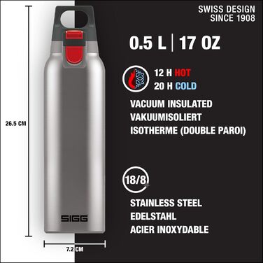 Термос-пляшка SIGG Hot & Cold ONE з нержавіючої сталі, ізотермічна, без шкідливих домішок, для напоїв, зручна для одноручного використання, для активного відпочинку