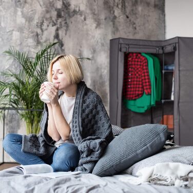 Кутова шафа для одягу Relaxdays 3.0, 8 полиць, 2 штанги, модульна, з дверцятами, 169x100x83 см, біла (антрацит)