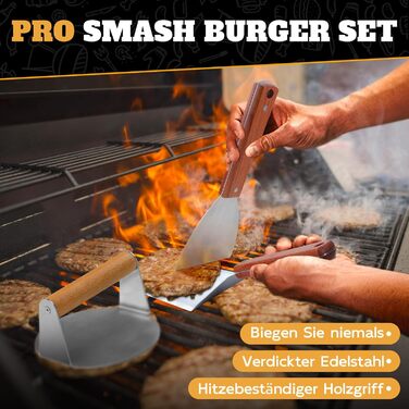 Набір для гриля PURPLEBIRD з нержавіючої сталі: лопатка для Smash Burger, шпатель, подарунок для чоловіків