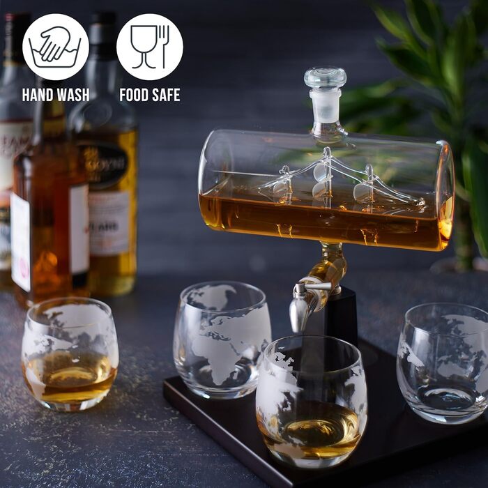 Набір графинів для віскі Oak & Steel - графин і 6 келихів