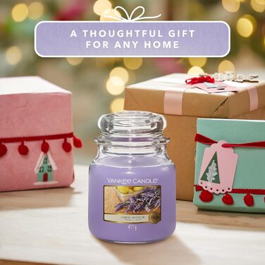 Ароматична свічка Yankee Candle у склі, середня, Lemon Lavender, до 75 годин горіння