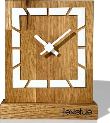 Настінний годинник FLEXISTYLE Modern з дерева, дуб, чорний, для вітальні та ванної, стиль 8