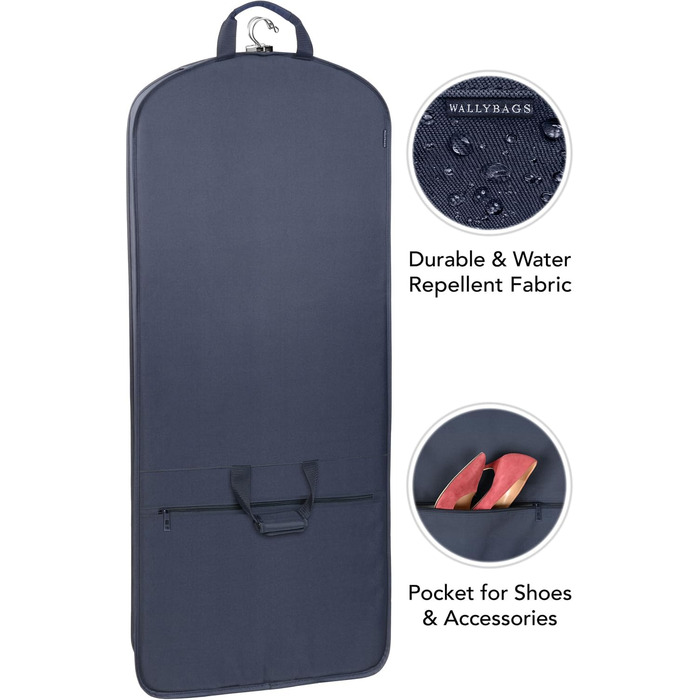 Дорожній трискладний чохол для сукні WallyBags, темно-синій, 152 см