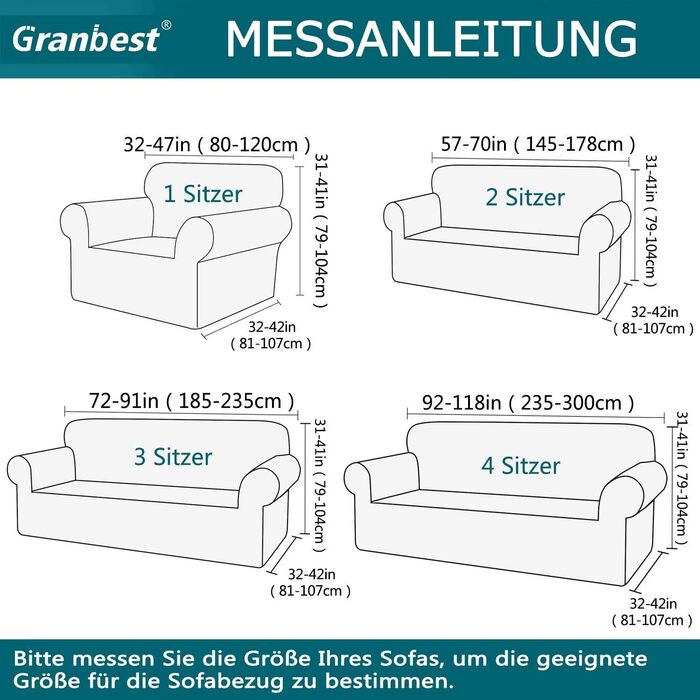 Чохол для дивана Granbest, оксамитовий, міцний, протиковзкий, для великого 4-місного дивана, захист від тварин, темно-зелений
