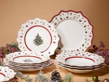 Набір новорічного посуду Villeroy & Boch Toy's Delight, 12 предметів, порцеляна, для 4 осіб (тарілки для основних страв, супу та сніданку)