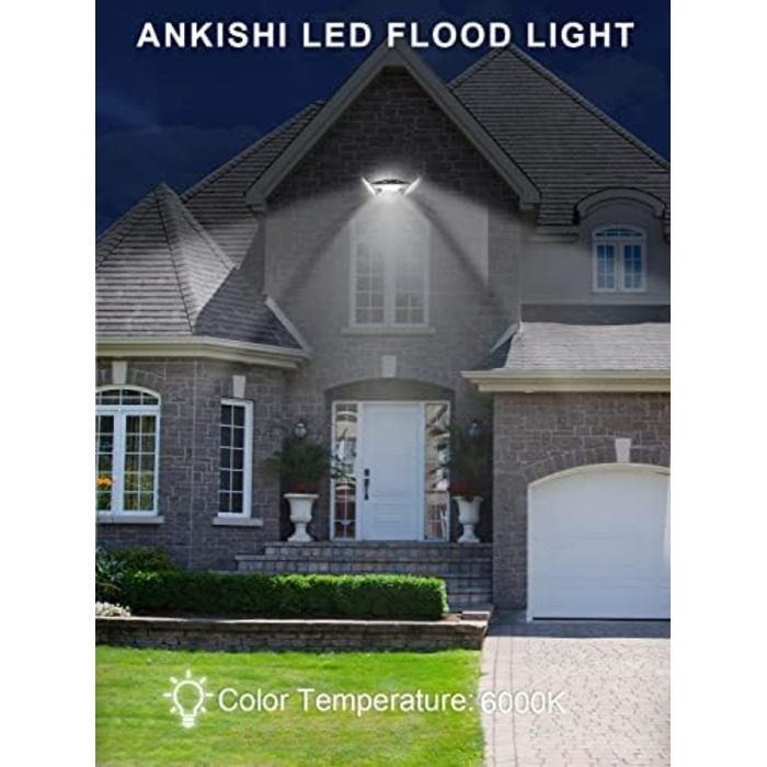 Ankishi LED прожектор для вулиці 300Вт, IP65, 6500K, холодне світло, 30000Лм, водонепроникний, комплект 10 шт. для спортивних майданчиків, гаража, саду, двору