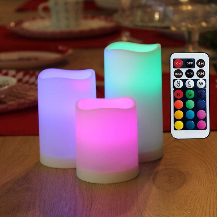 WRalwaysLX LED-колона з пультом, акумуляторна, USB Type-C, змінний колір, 3 шт, 10,2×12,7 см