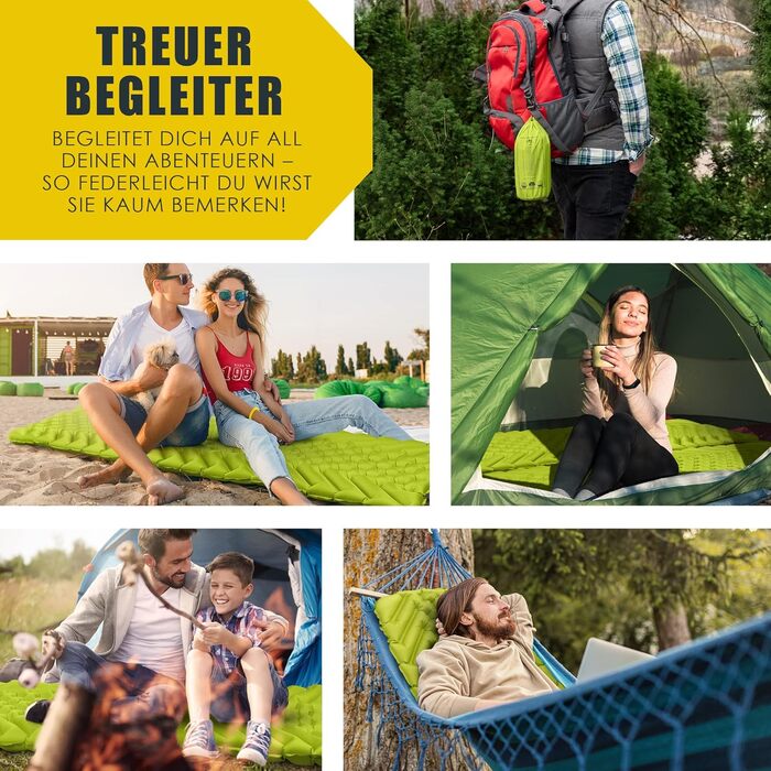 Ультралегка туристична ізомат для кемпінгу, 500 г, компактна спальна туристична матраcка для відпочинку на природі, зелена