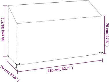Чохол для садової лавки LAPOOH 210x70x70/88 см, поліетилен, водонепроникний, з 12 люверсами, захисна накидка для садових меблів та балконних меблів