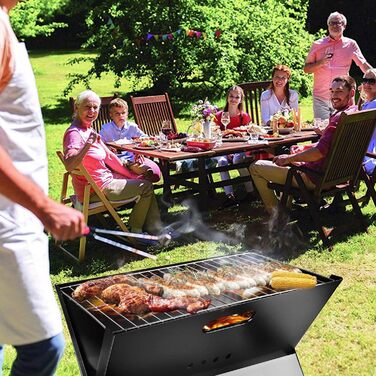 Портативний вугільний гриль moclever, складаний та компактний BBQ гриль з великою робочою поверхнею для кемпінгу, подорожей, саду та відпочинку на природі